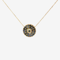 18K Yellow Gold Blue Sapphire Healing Aura Necklace