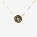 18K Yellow Gold Blue Sapphire Healing Aura Necklace
