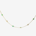 14K Yellow Gold Bezel-Set Emerald Station Chain Necklace