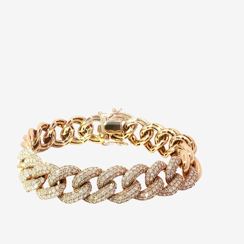 Diamond Pavé 18K Rose Gold Cuban Link Bracelet