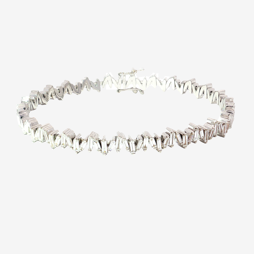 Geometric Diamond Tennis Bracelet in 18K White Gold