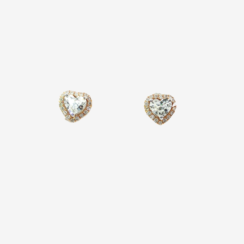 18K White and Rose Gold Heart Diamond with Jackets Earrings