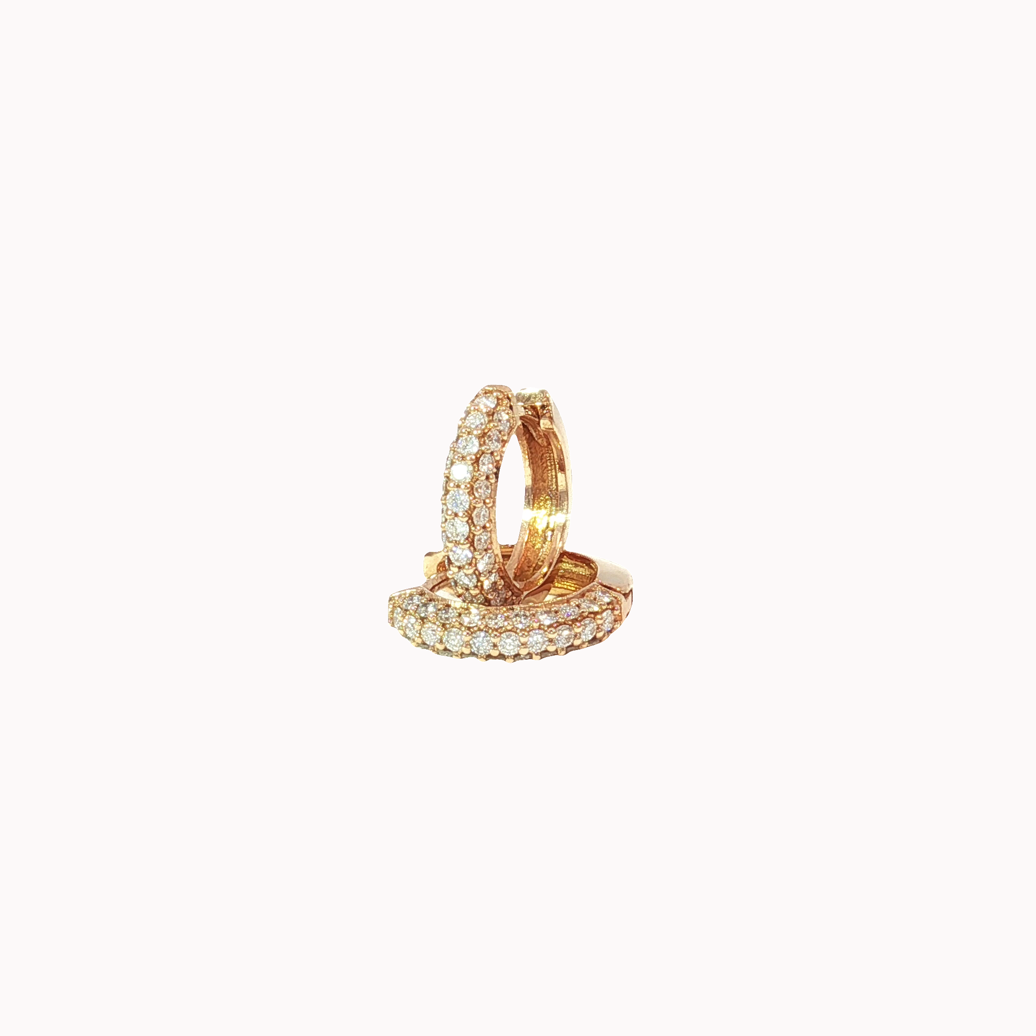 Triple-Row Diamond Hoop Earrings 18K Rose Gold