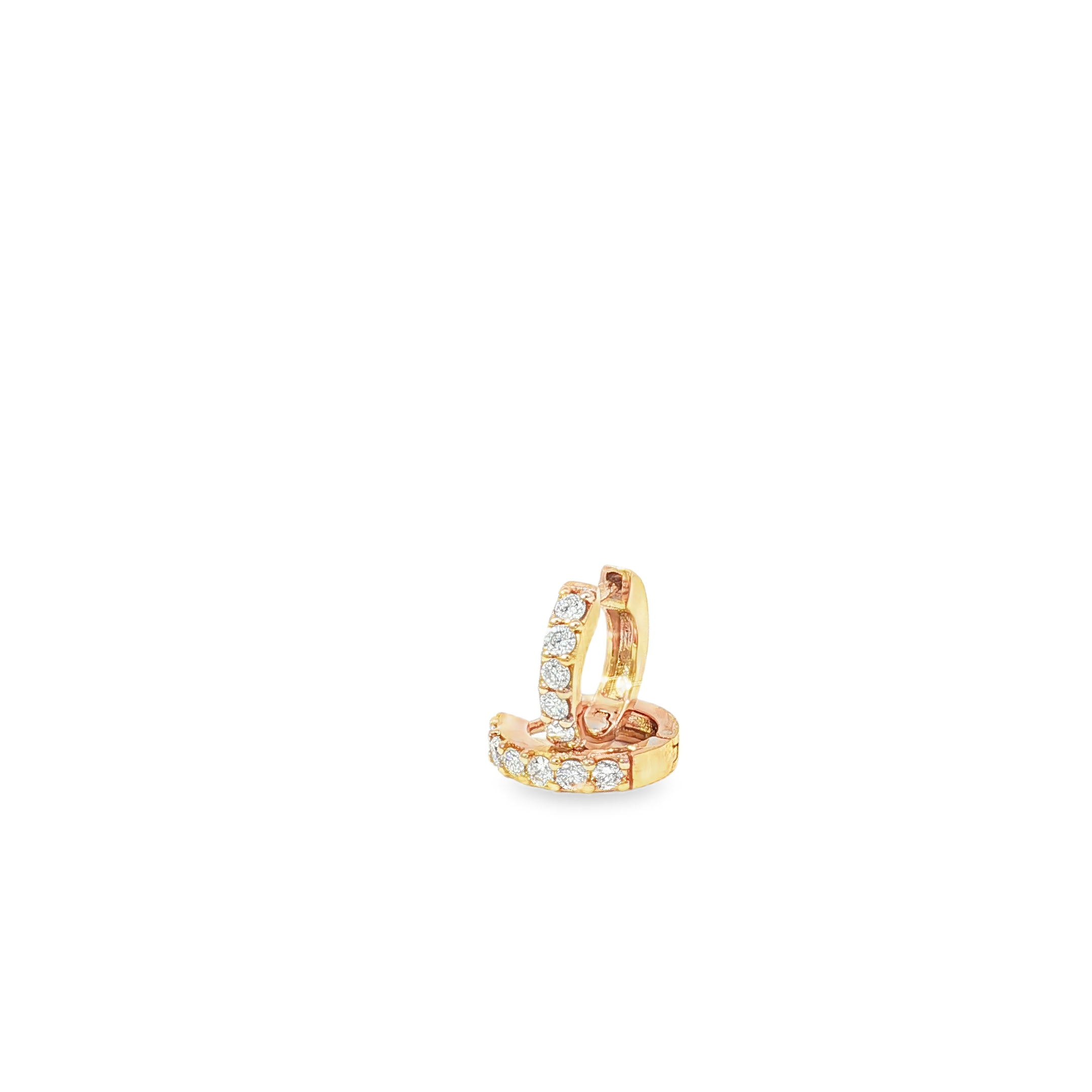 Round Diamond 18K Rose Gold Hoop Earrings