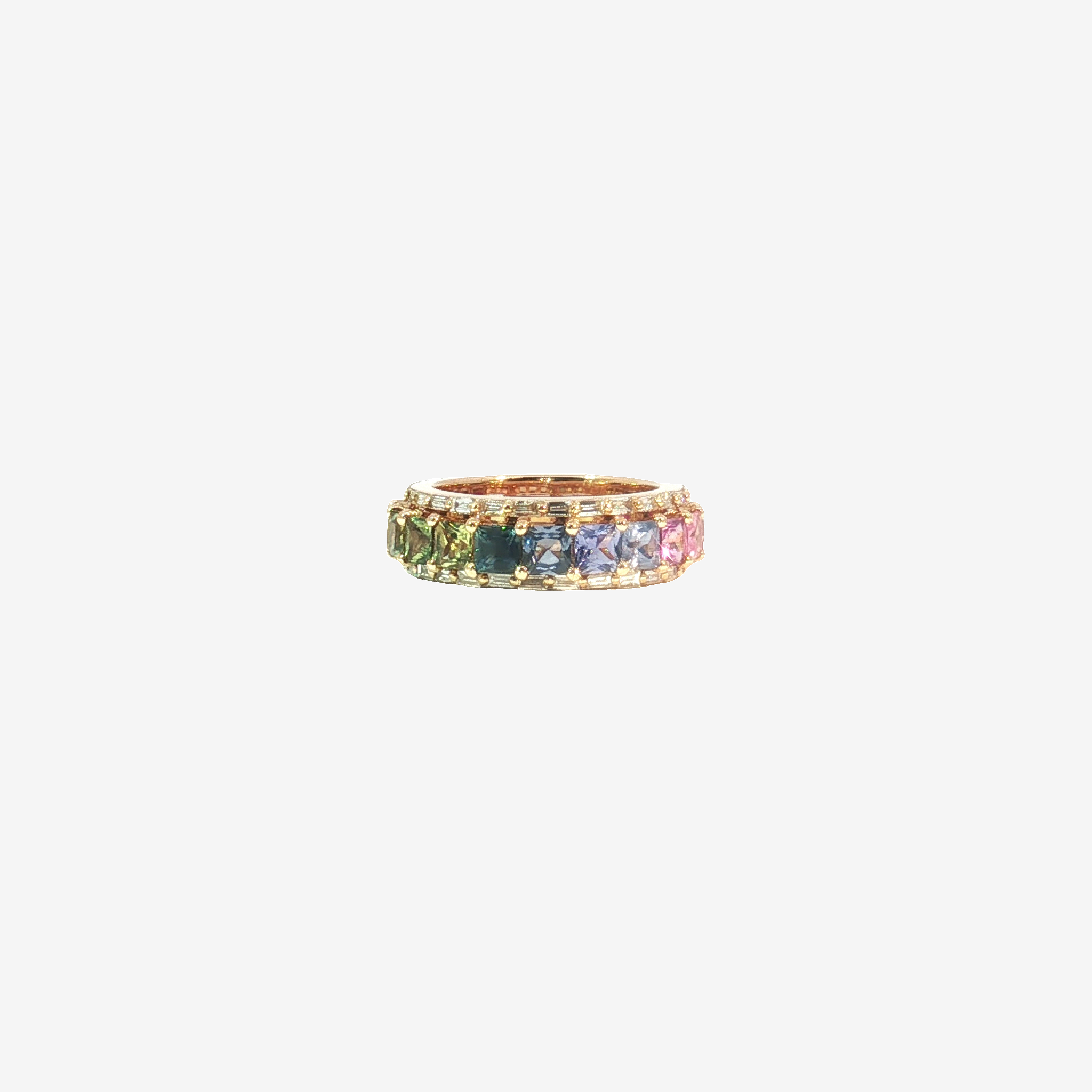 Multi-Color Sapphire and Diamond Eternity Ring