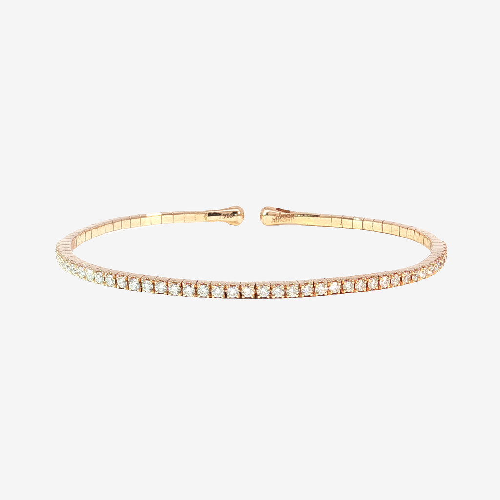 Round Brilliant-Cut Diamond Tennis Bangle in 18K Yellow Gold