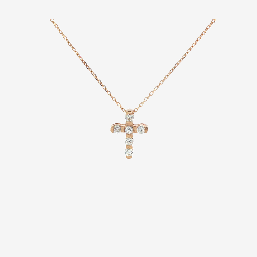 18K Rose Gold Cross Necklace