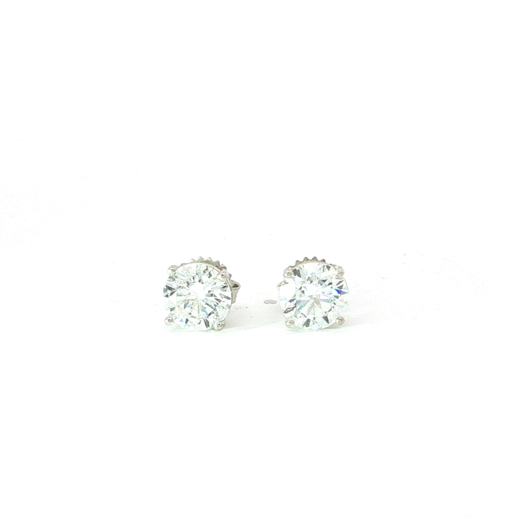 3 CTS Round Lab Diamond Stud Earrings in 14K White Gold