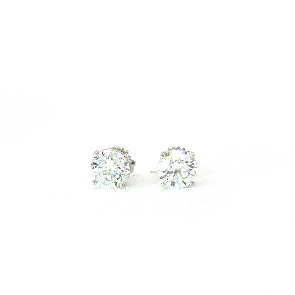 3 CTS Round Lab Diamond Stud Earrings in 14K White Gold