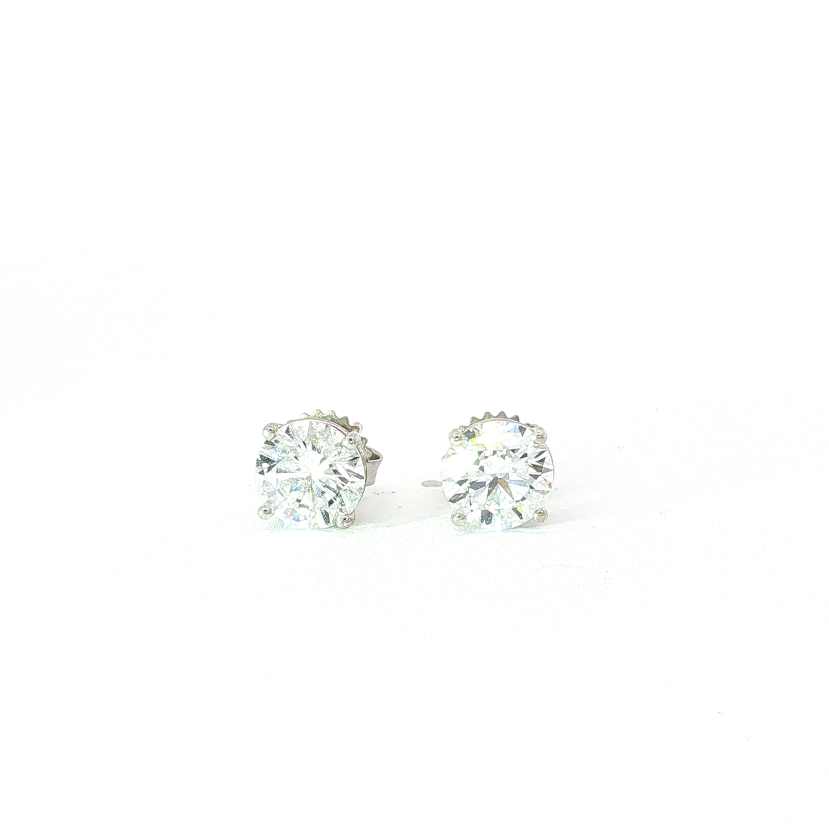 3 CTS Round Lab Diamond Stud Earrings in 14K White Gold