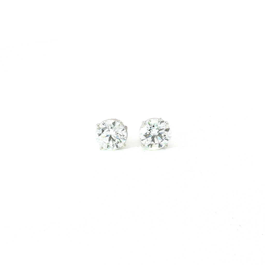 4 CTS Round Lab Diamond Stud Earrings in 14K White Gold
