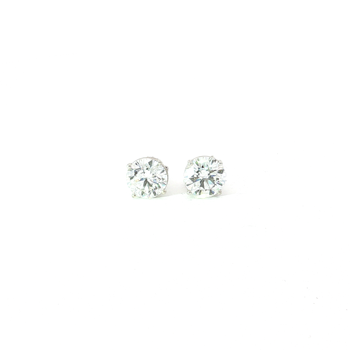 4 CTS Round Lab Diamond Stud Earrings in 14K White Gold