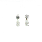 7 CTS Pear and Round Lab Diamond Drop Earrings in 14K White Gold