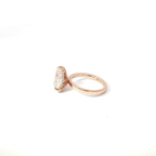 3 CT Pear Shape Pink Color Lab Diamond Ring in 14K Rose Gold