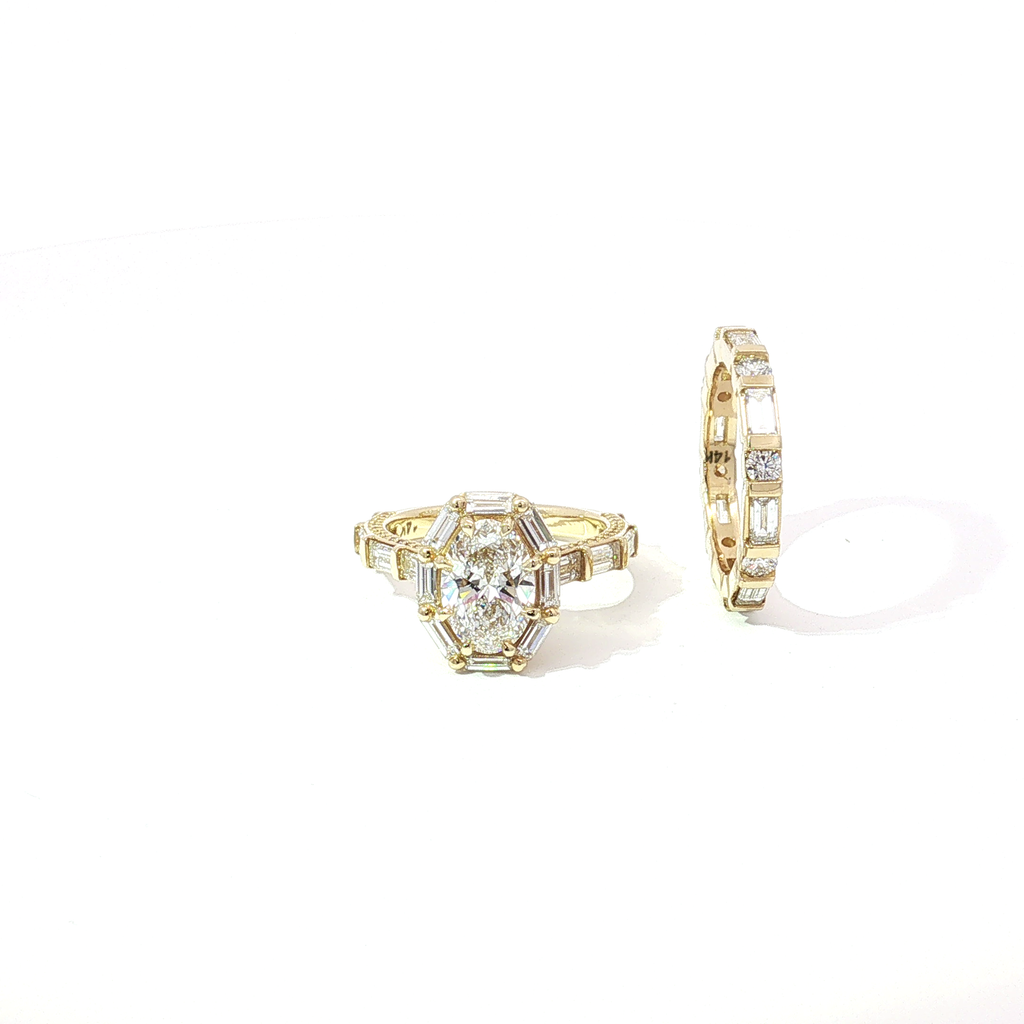 Alternating Round and Baguette Diamond Eternity Ring in Yellow Gold