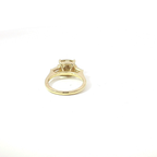 3 CT Fancy Yellow Cushion Lab Diamond Three-Stone Engagement Ring in Yellow Gold