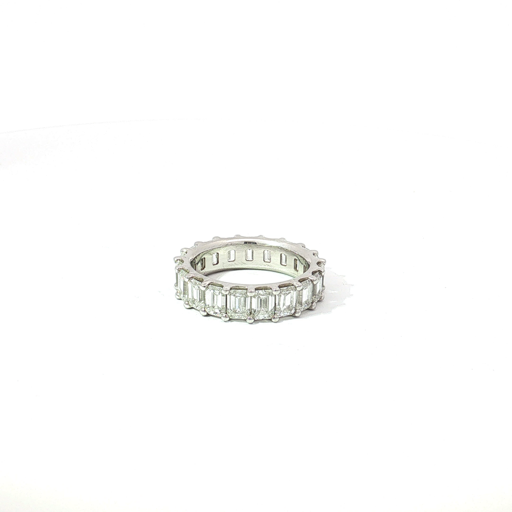 6 CTS Emerald-Cut Lab Diamond Eternity Ring in 14K White Gold