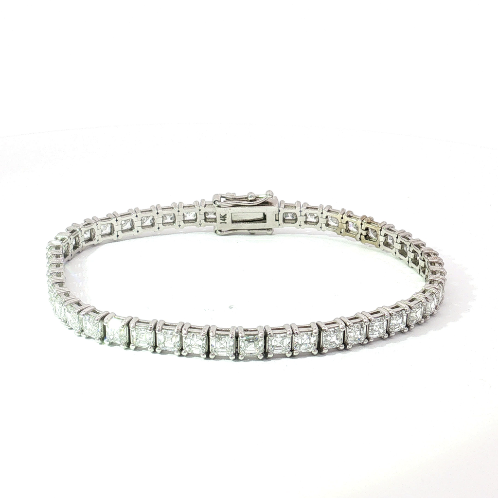 8 CTS Asscher-Cut Lab Diamond Tennis Bracelet in White Gold