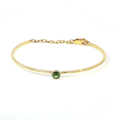 14KY Green Sapphire Bezel-Set Round Bangle
