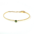 14KY Green Sapphire Bezel-Set Round Bangle