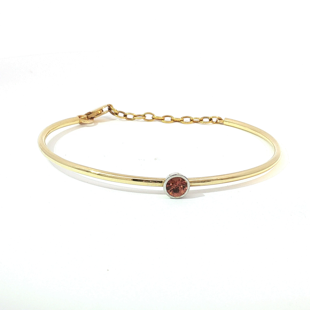 14KY Orange Sapphire Bezel-Set Bangle