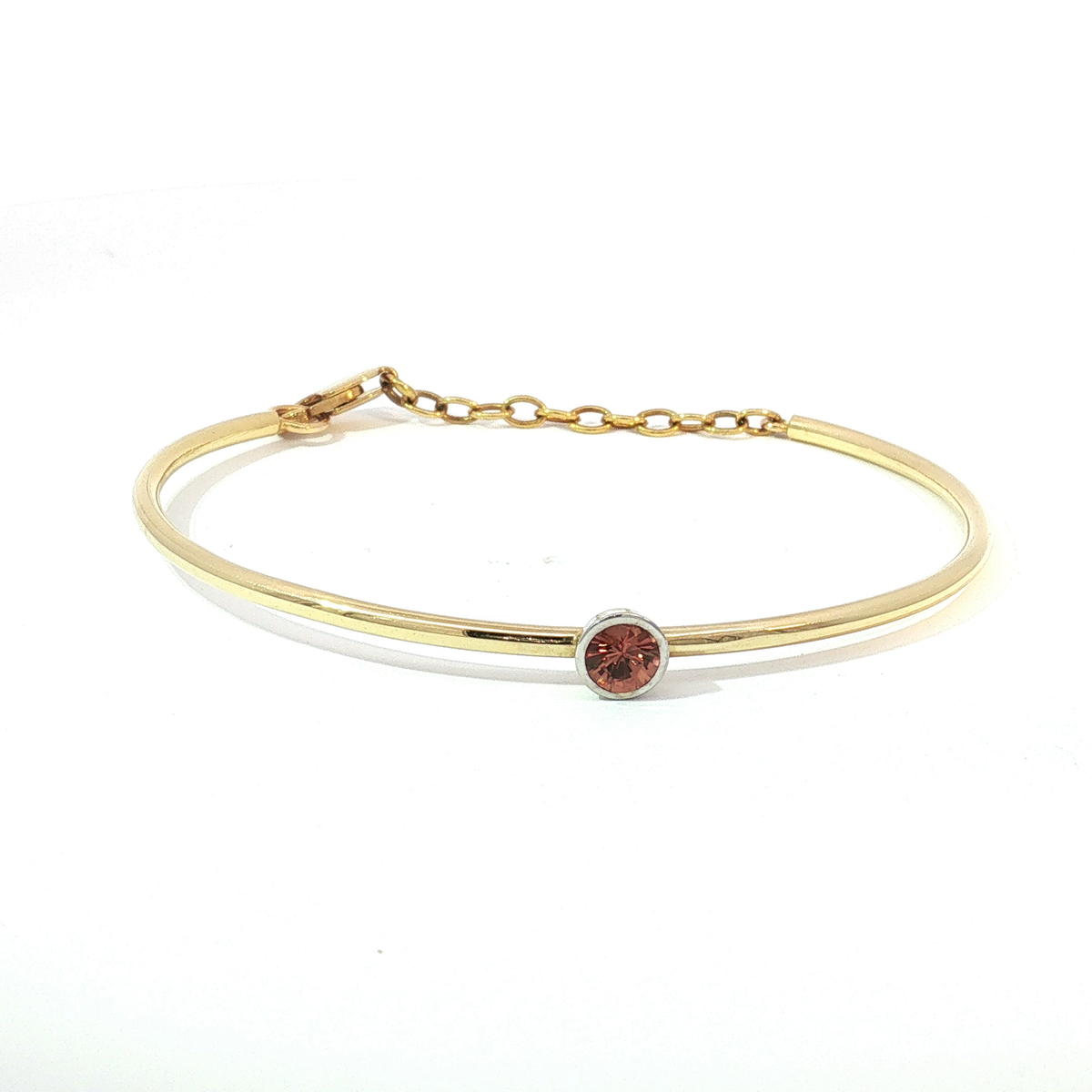 14KY Orange Sapphire Bezel-Set Bangle