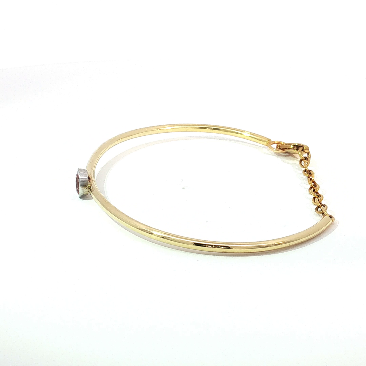 14KY Orange Sapphire Bezel-Set Bangle