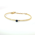 14KY Blue Sapphire Bezel-Set Yellow Gold Bangle