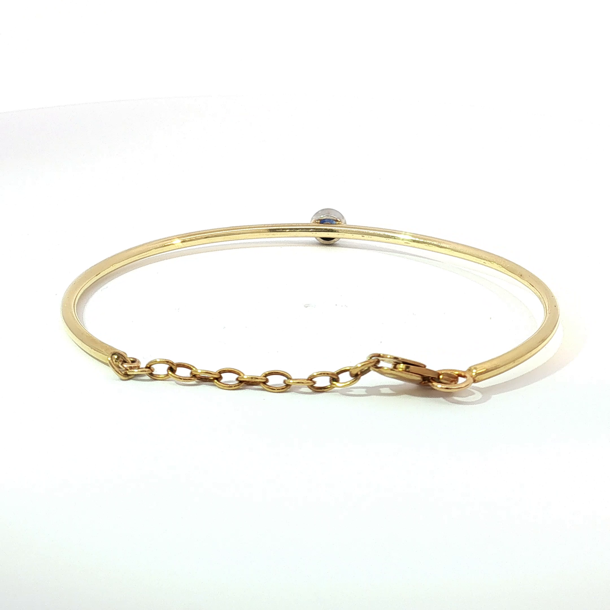 14KY Blue Sapphire Bezel-Set Yellow Gold Bangle