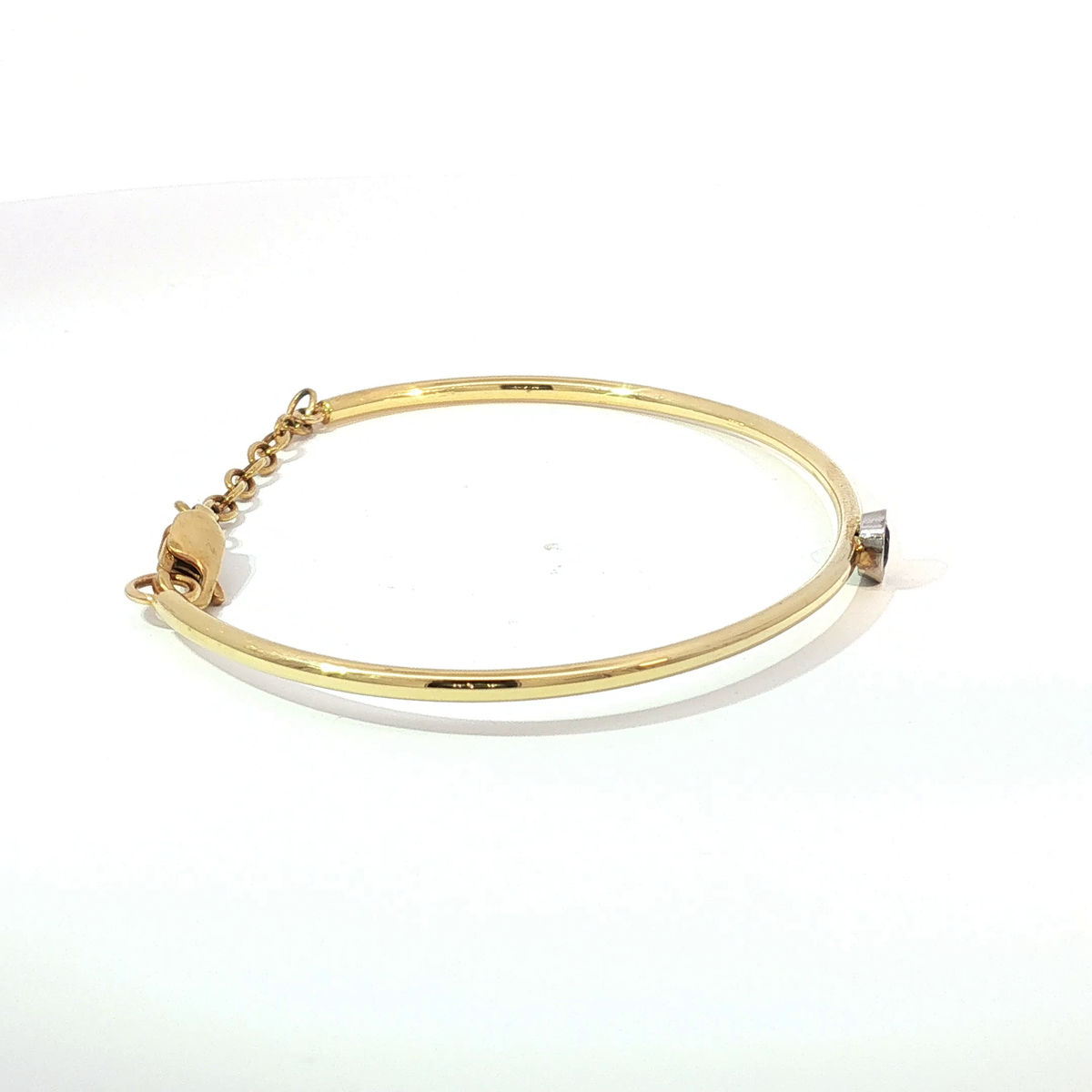 14KY Blue Sapphire Bezel-Set Yellow Gold Bangle