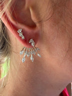 Marquise Diamond Radial Fan Dangle Earrings in White Gold