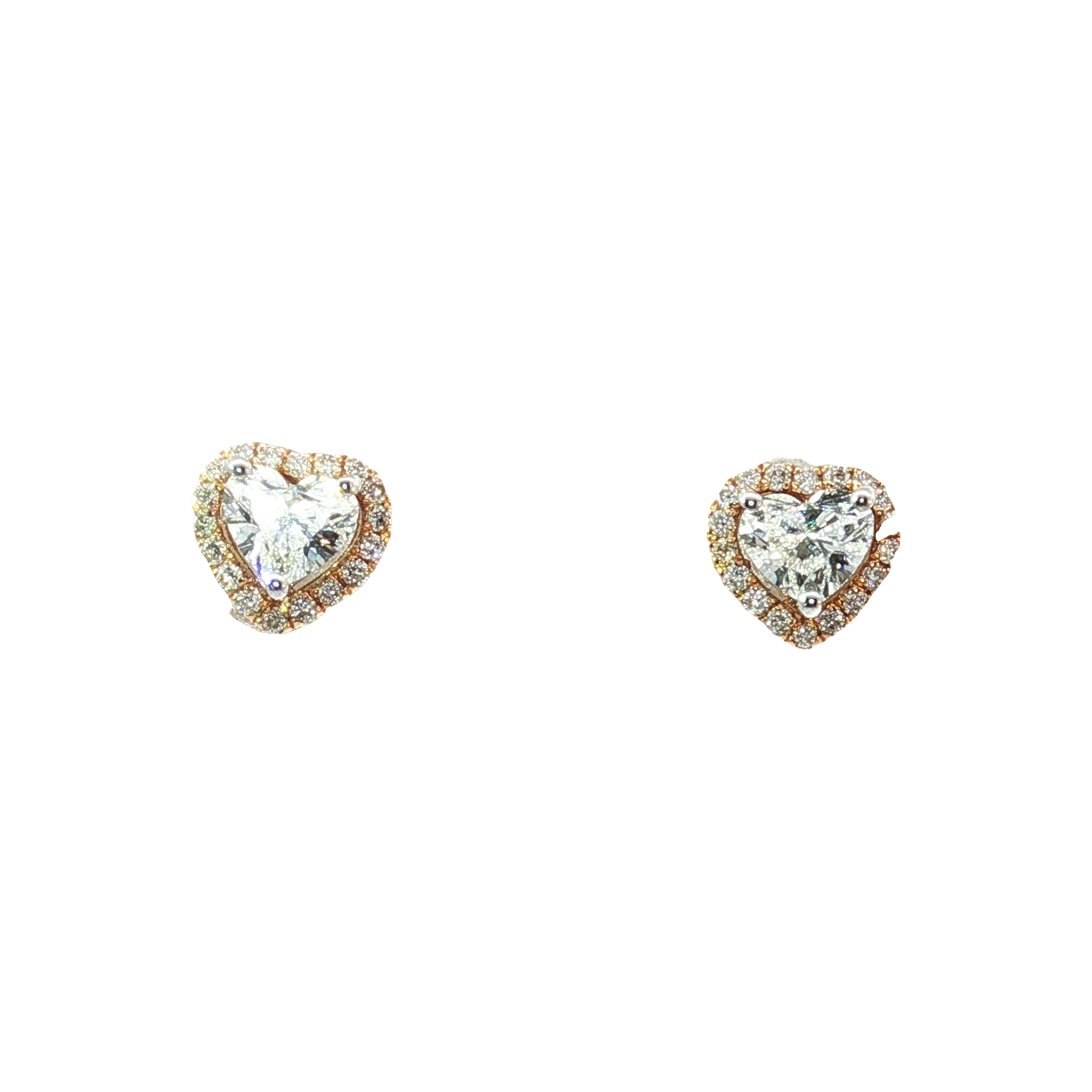 18K White and Rose Gold Heart Diamond with Jackets Earrings