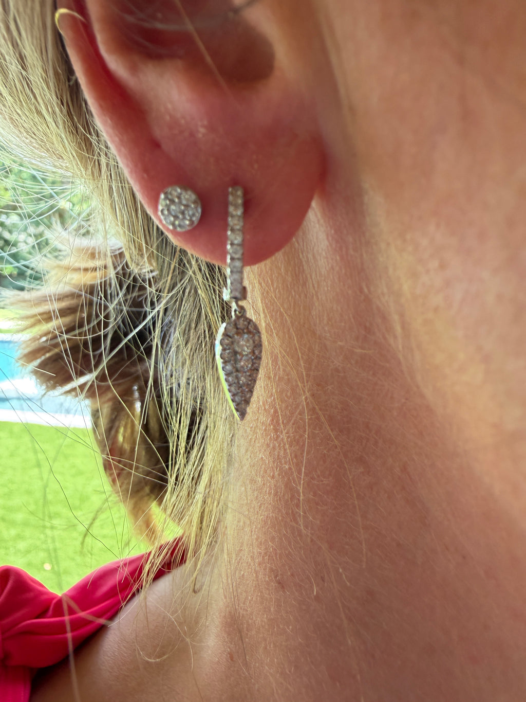 18K White Gold Diamond Cluster Stud Earrings