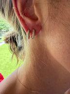 Round Diamond 18K Rose Gold Hoop Earrings