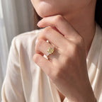 3 CT Fancy Yellow Cushion Lab Diamond Three-Stone Engagement Ring in Yellow Gold