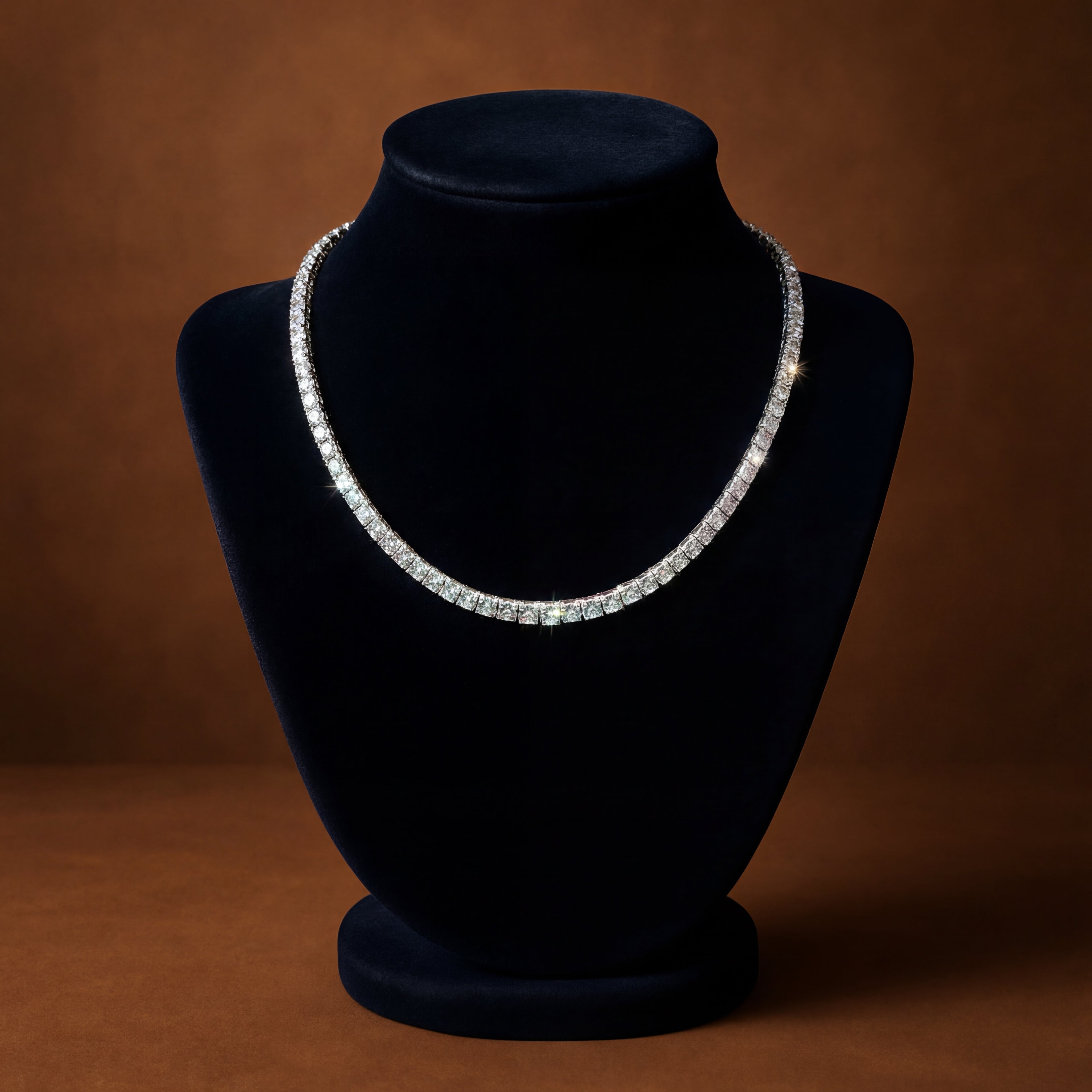 Round Diamond Tennis Necklace