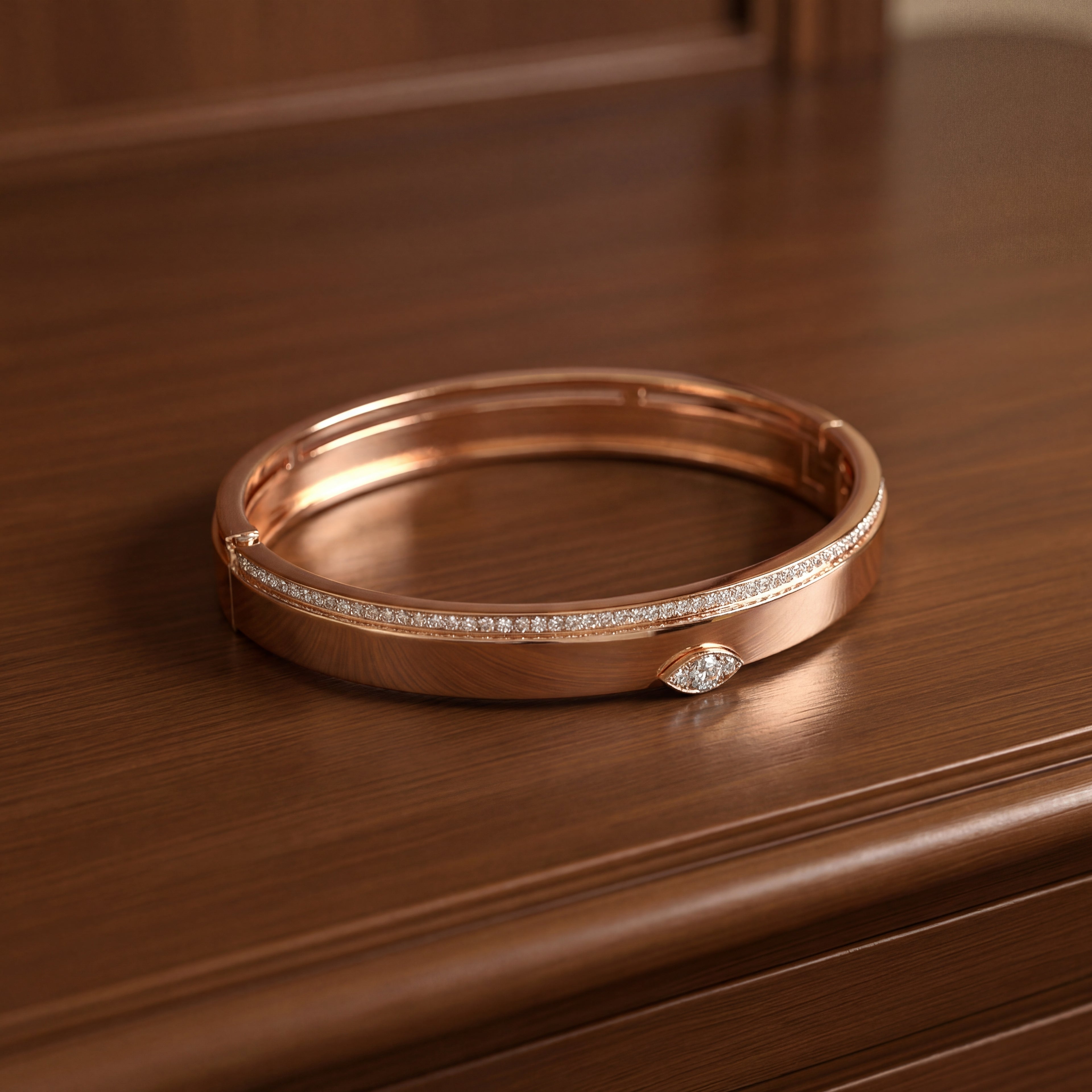 18K Rose Gold Diamond Bangle
