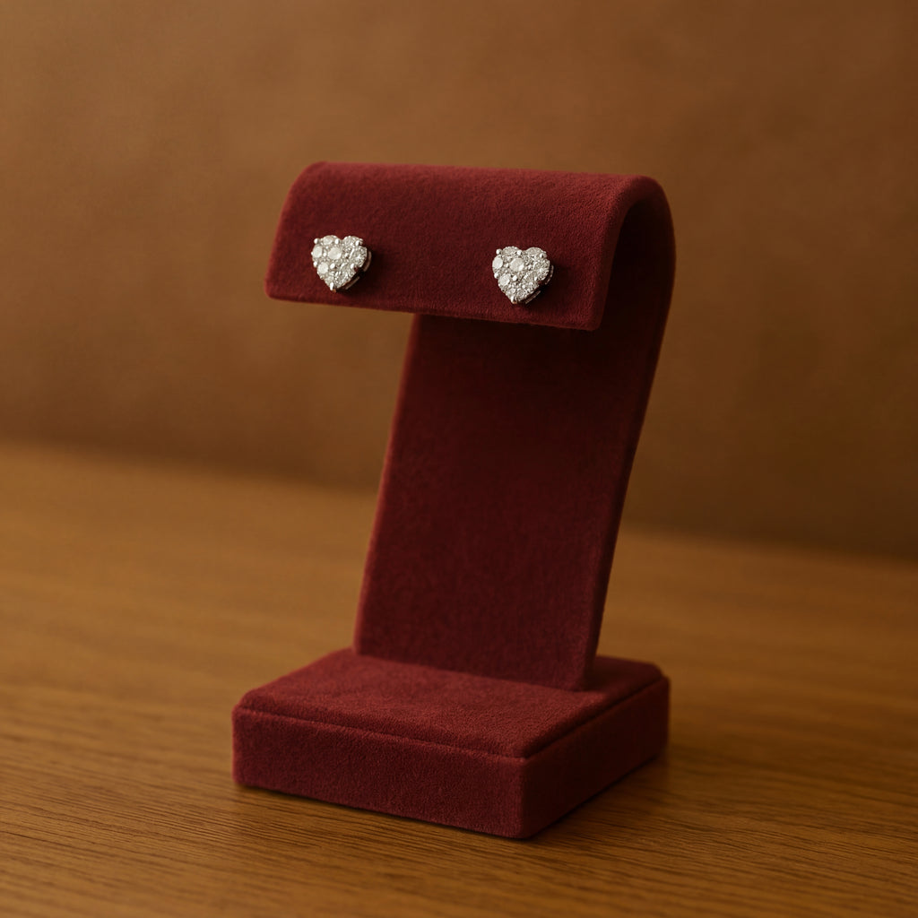 Heart Illusion Diamond Stud Earrings