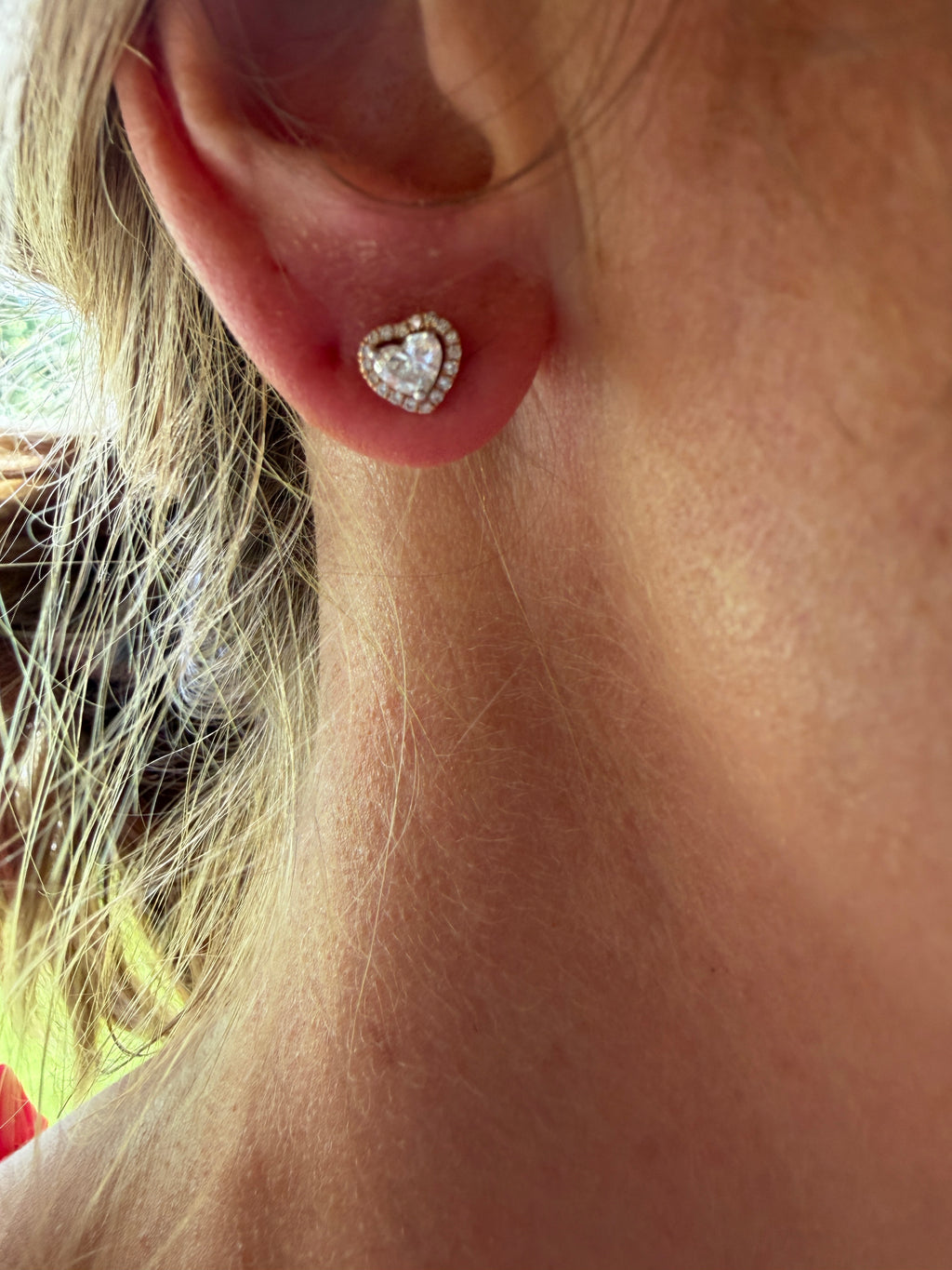 18K White and Rose Gold Heart Diamond with Jackets Earrings