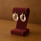 Interlocking Tri-Color Gold Triple Hoop Earrings
