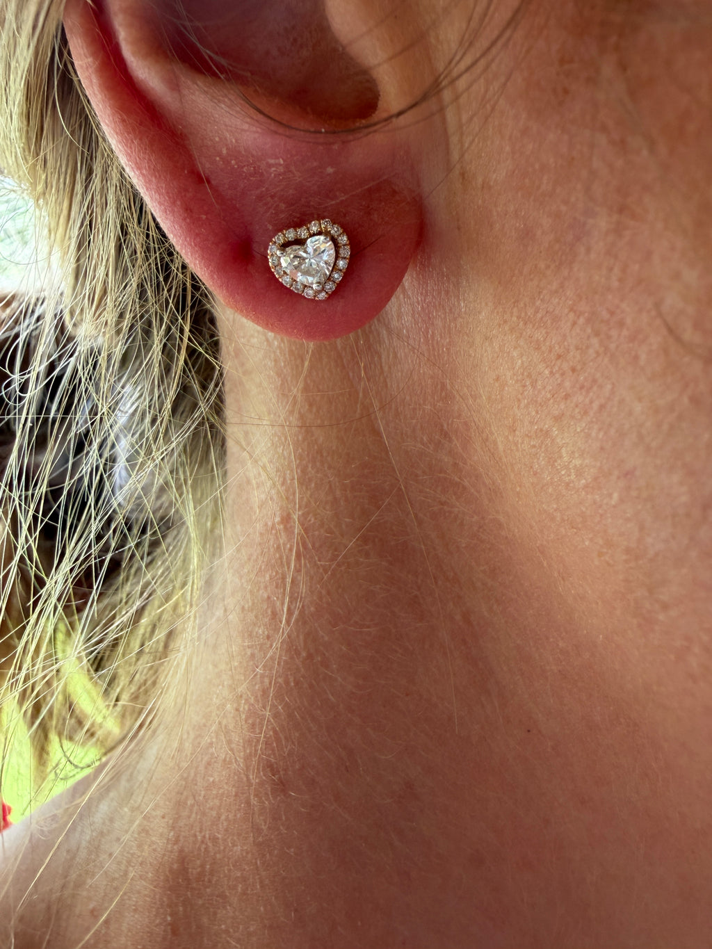 18K White and Rose Gold Heart Diamond with Jackets Earrings