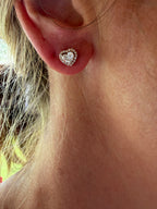 18K White and Rose Gold Heart Diamond with Jackets Earrings