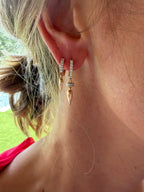 18K Rose Gold Diamond Hoop Drop Earrings