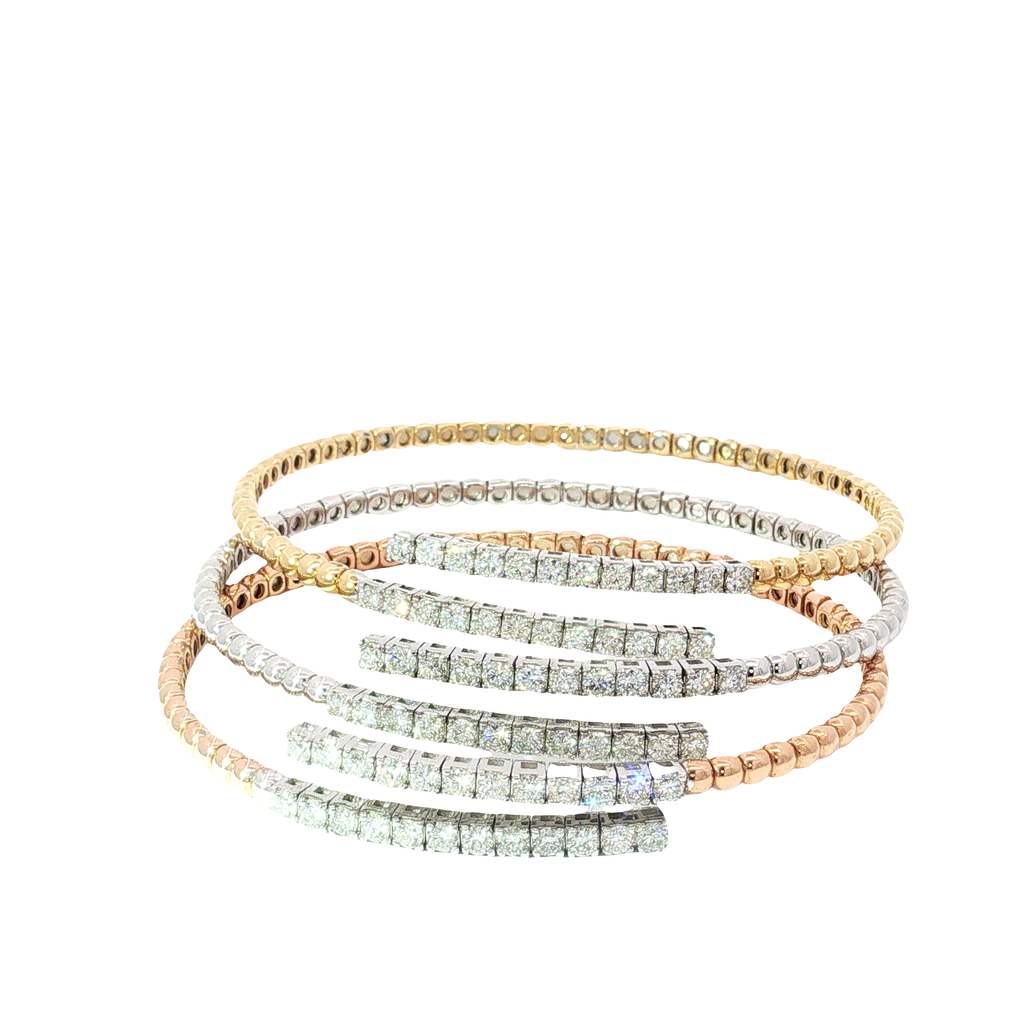 18K White Diamond Stretch You & Me Bangle