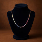 18K Rose Gold Diamond and Rainbow Sapphire Gold Necklace