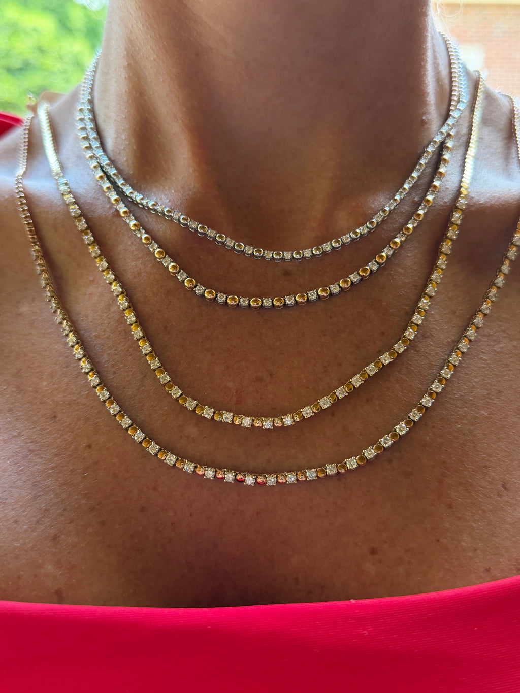 Alternating Diamond and 18K Yellow Gold Bead Necklace