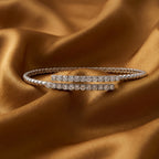 18K White Diamond Stretch You & Me Bangle