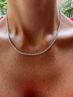 Alternating Diamond and Bead Necklace in White Gold