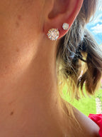 6 CTS Lab Diamond Stud Earrings in 14K White Gold Three-Prong Round Martini Set