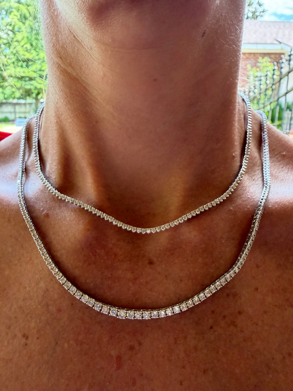 Round Diamond Tennis Necklace